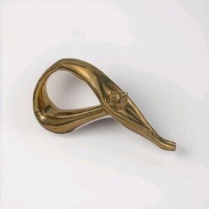 Solid Brass Nude Female Sculpture 12” Art Deco / Modern Style